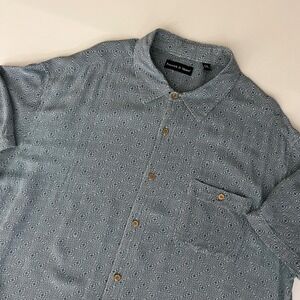 Preswick & Moore Men's XXL Shirt Blue Geometric Button Up Short Sleeve Men